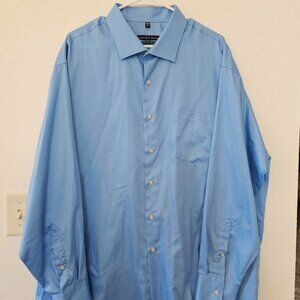 GEOFFREY BEENE Mens Dress Shirt 18 1/2 - 34/35 Blue Classic Fit, No Iron